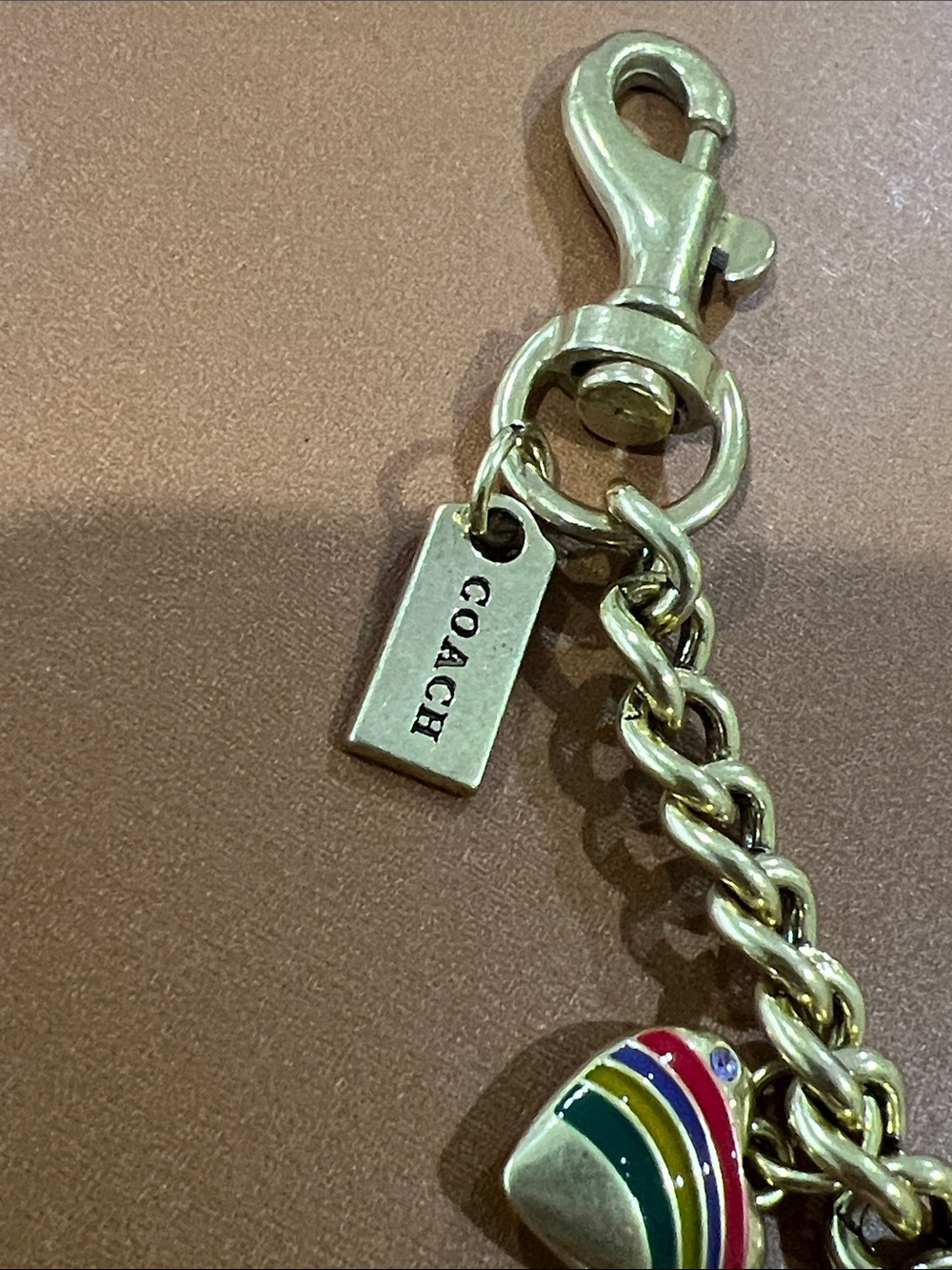 Coach Gold-tone Charm Bracelet with Multicolor Enamel Rainbow - Picture 2 of 3